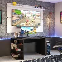 Mesa Para Computador Gamer E Painel Tv - Preto/branco - 1