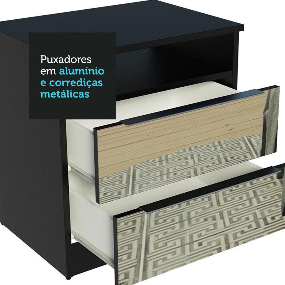 Mesa de Cabeceira Madesa 3227 2 Gavetas com Espelho Preto - 3