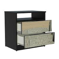 Mesa de Cabeceira Madesa 3227 2 Gavetas com Espelho Preto - 5