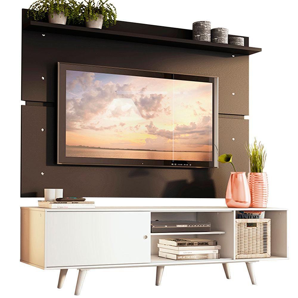 Rack Dubai e Painel Tv até 65" com Pés Branco/preto Madesa - 1