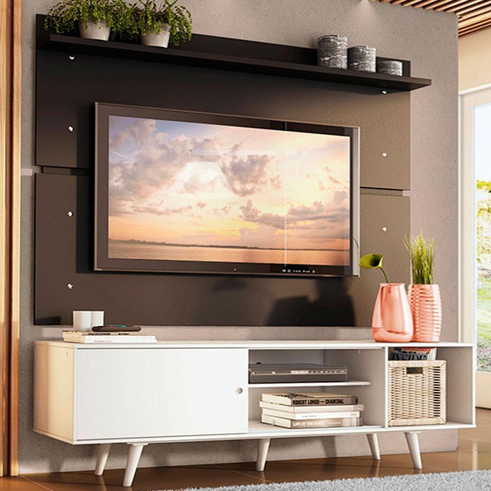 Rack Dubai e Painel Tv até 65" com Pés Branco/preto Madesa - 2