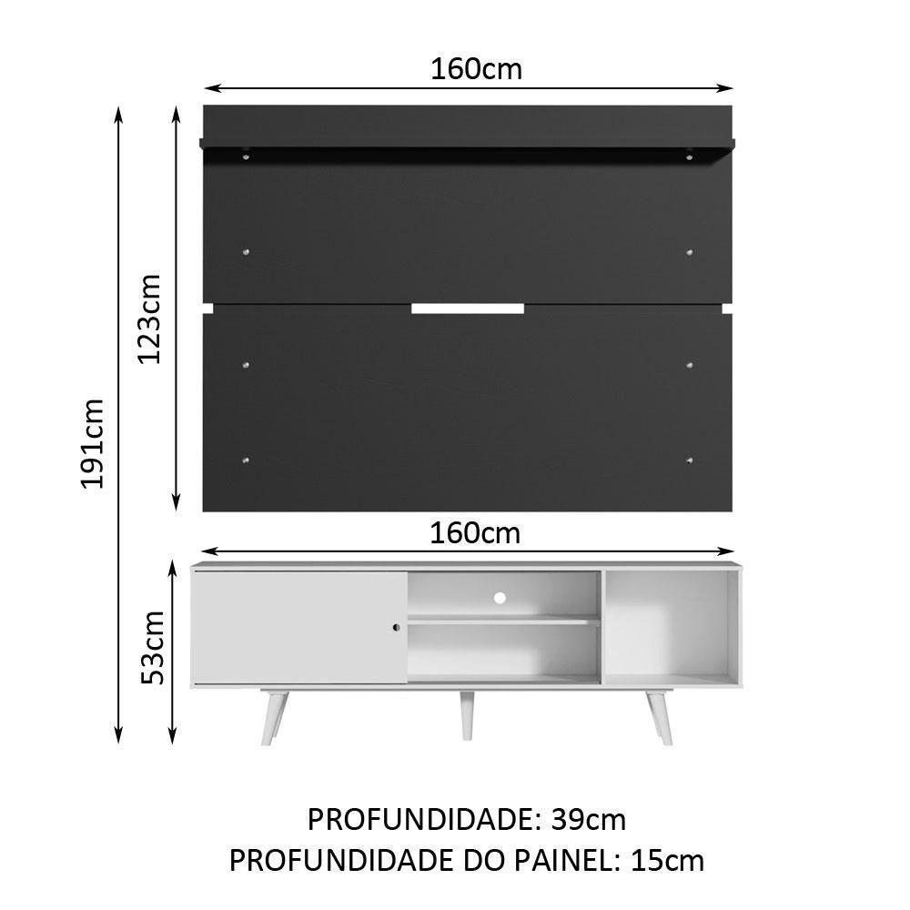Rack Dubai e Painel Tv até 65" com Pés Branco/preto Madesa - 6