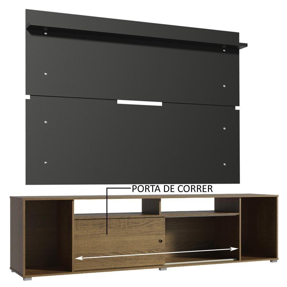 Rack Cancun e Painel para TV até 65" Rustic/Preto Madesa - 10