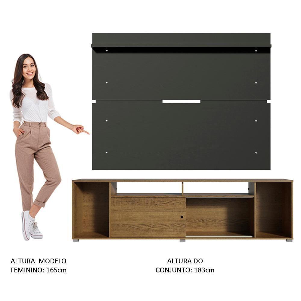 Rack Cancun e Painel para TV até 65" Rustic/Preto Madesa - 5