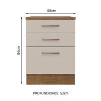Balcão 60 Cm 3 Gavetas Rustic/crema Agata Madesa Rustic/crema - 10