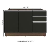 Balcão de Pia Madesa Glamy 2 Portas e 3 Gavetas Rustic Preto