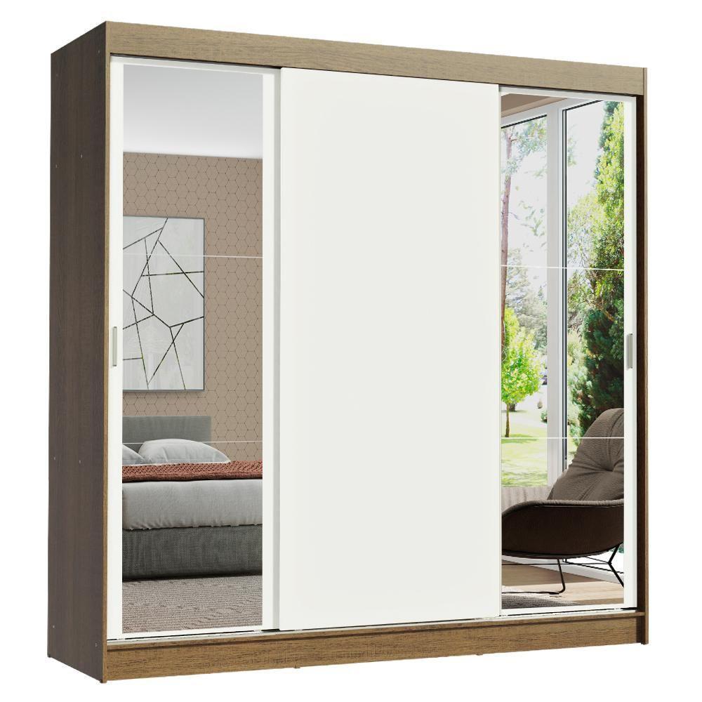 Guarda-roupa Casal Reno 3 Portas de Correr Espelhos Madesa - 2
