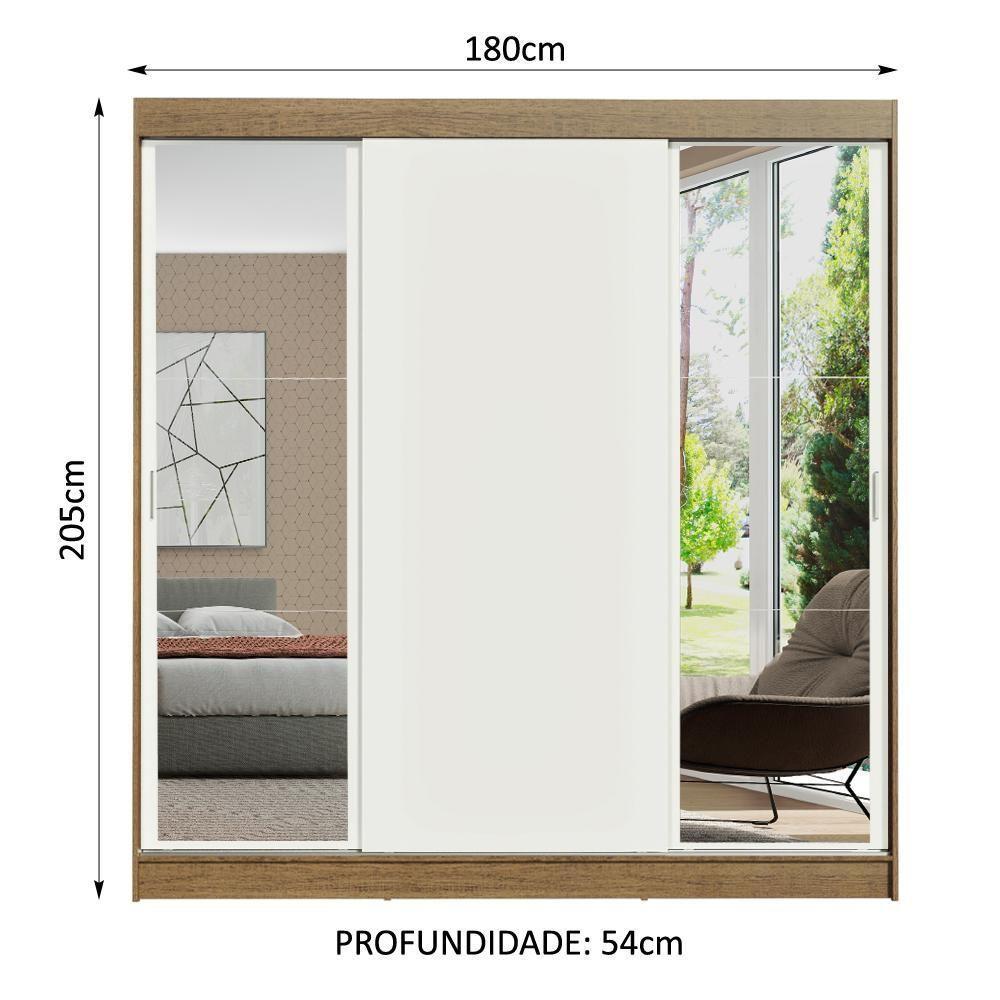Guarda-roupa Casal Reno 3 Portas de Correr Espelhos Madesa - 5