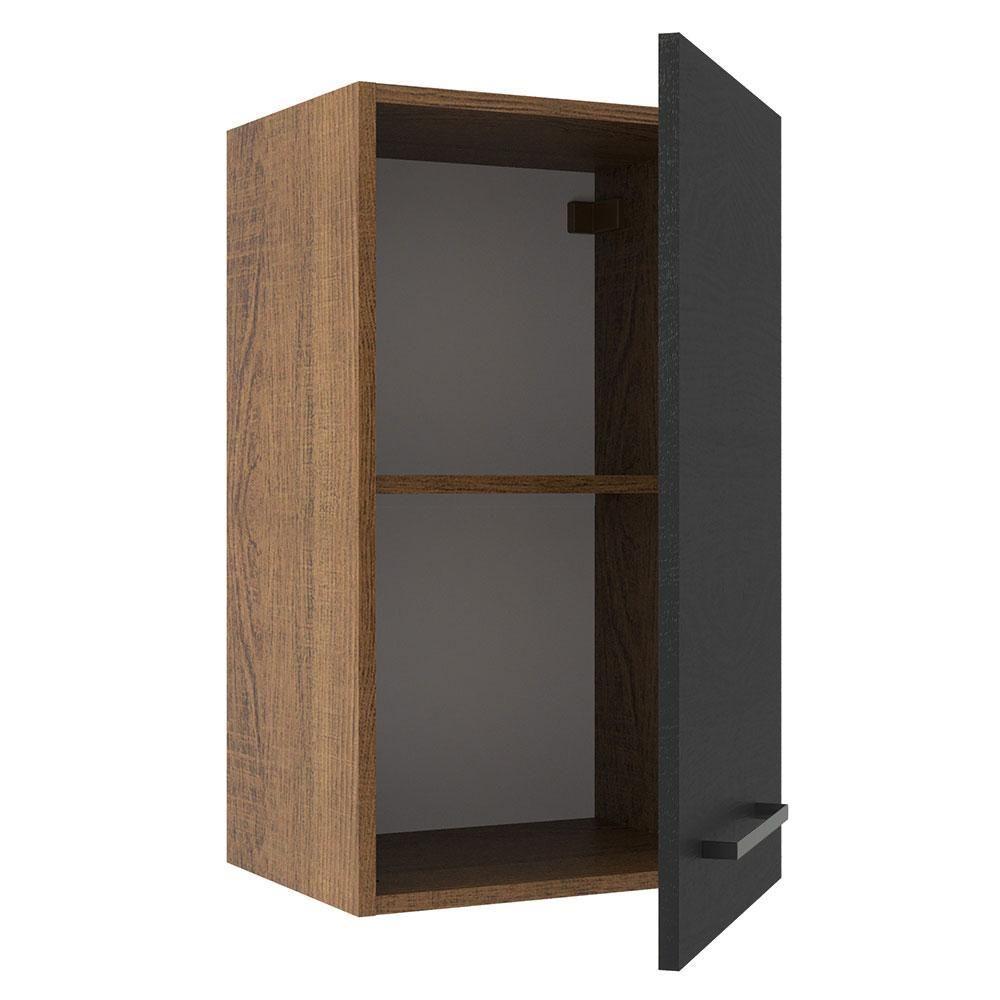 Armário Aéreo Madesa Agata 40cm 1 Porta Rustic Preto - 1