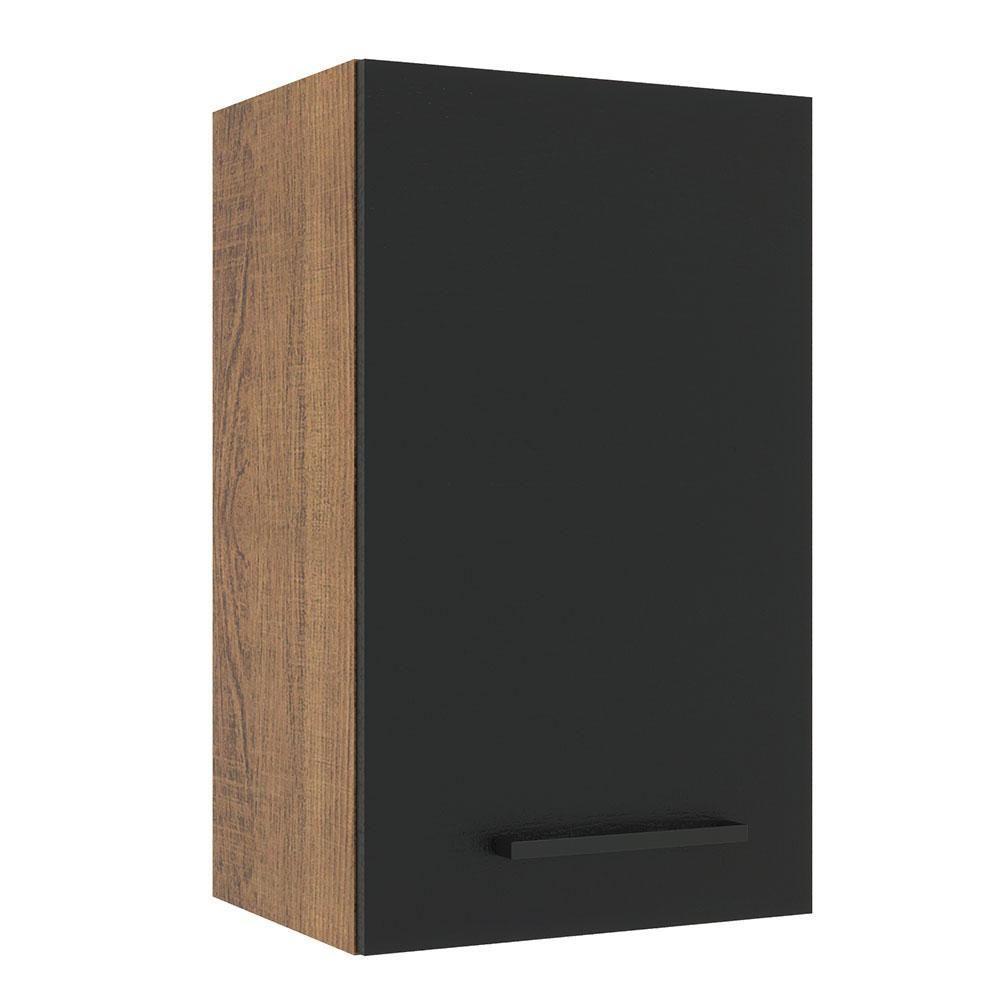 Armário Aéreo Madesa Agata 40cm 1 Porta Rustic Preto - 9