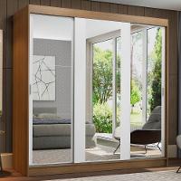 Guarda-roupa Casal Reno 3 Portas de Correr de Espelho Madesa - 1