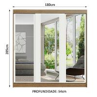 Guarda-roupa Casal Reno 3 Portas de Correr de Espelho Madesa