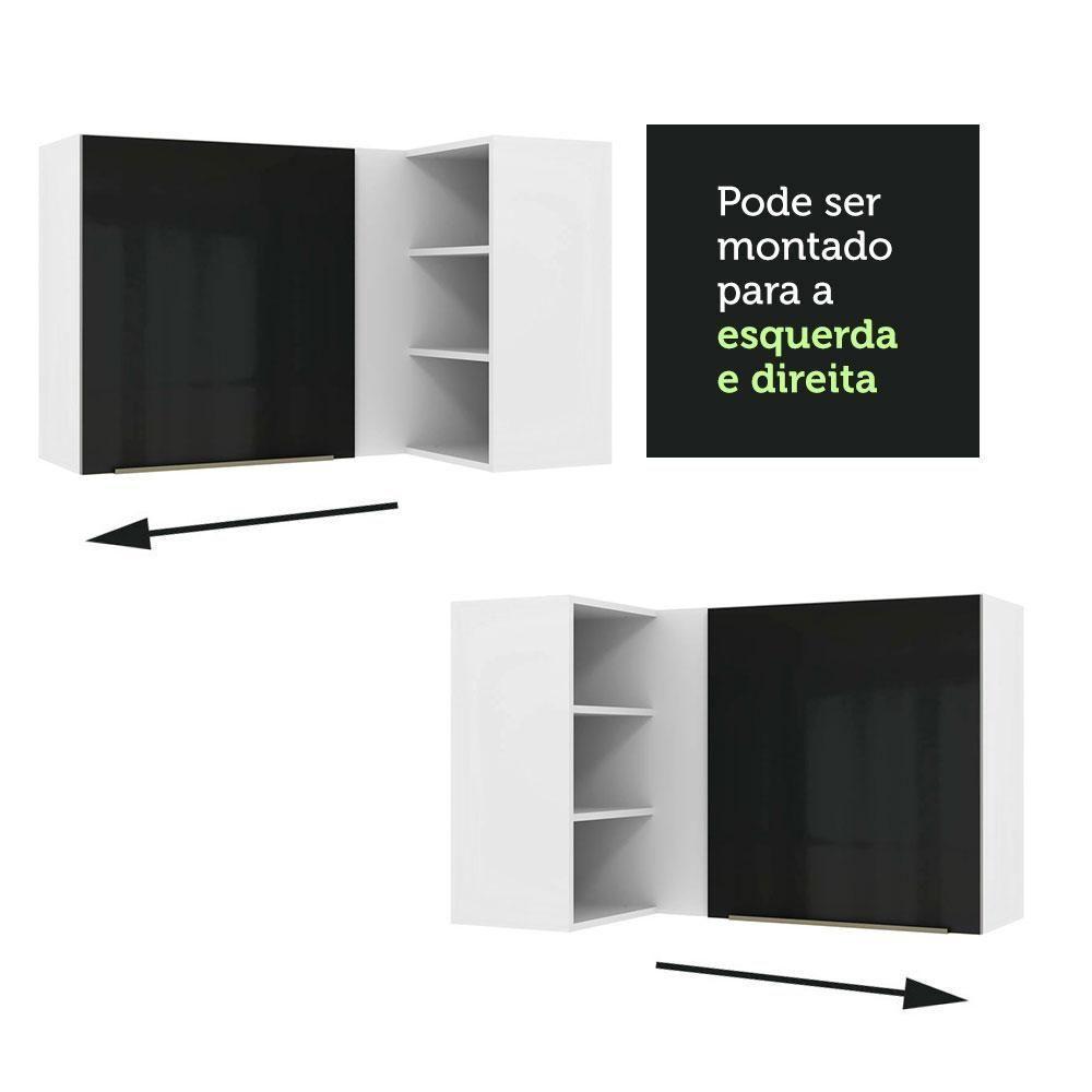 Armário Aéreo de Canto com Adega Lux 1 Porta Branco Preto - 5