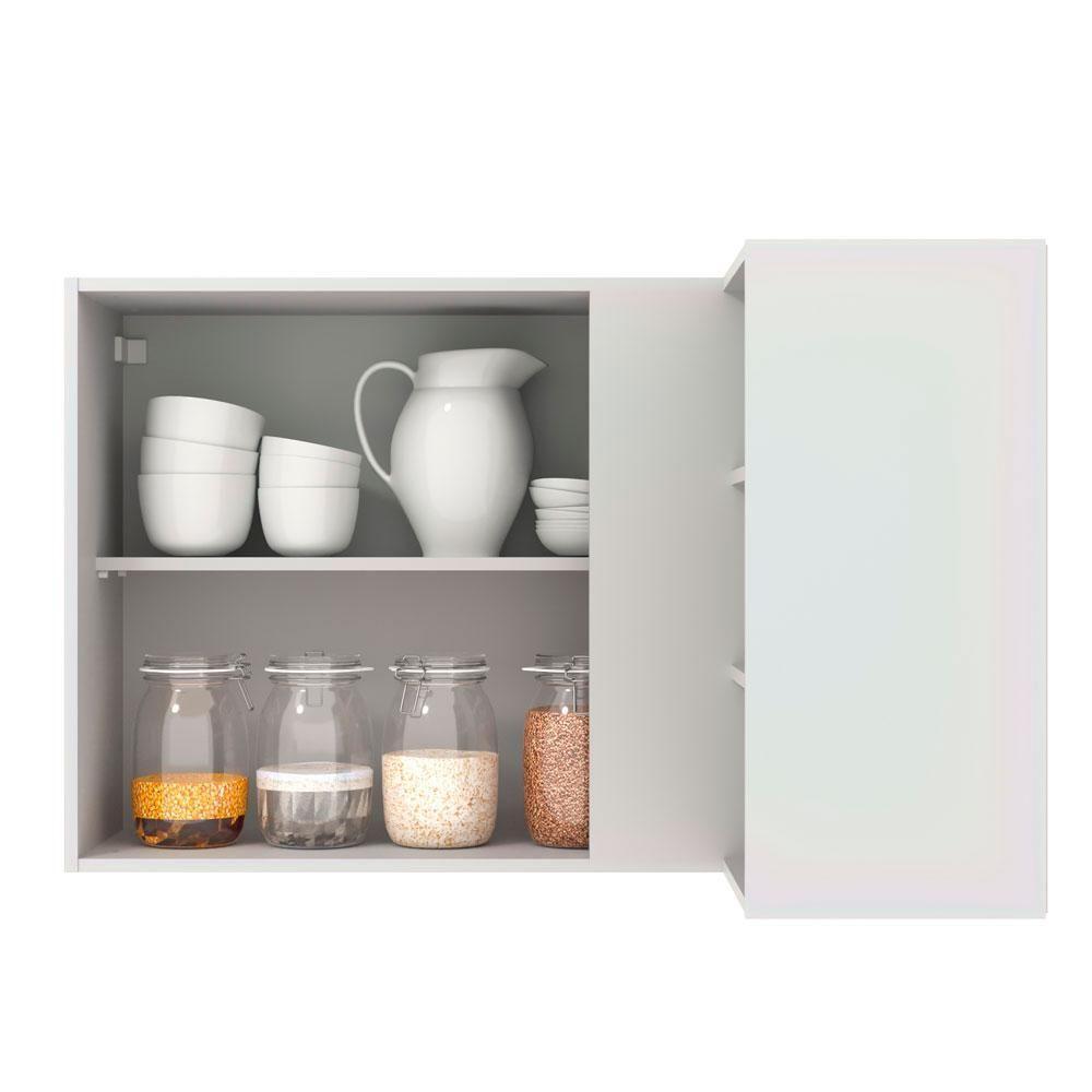 Armário Aéreo de Canto com Adega Lux 1 Porta Branco Preto - 8