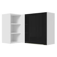 Armário Aéreo de Canto com Adega Lux 1 Porta Branco Preto - 1