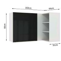 Armário Aéreo de Canto com Adega Lux 1 Porta Branco Preto