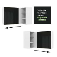 Armário Aéreo de Canto com Adega Lux 1 Porta Branco Preto - 5