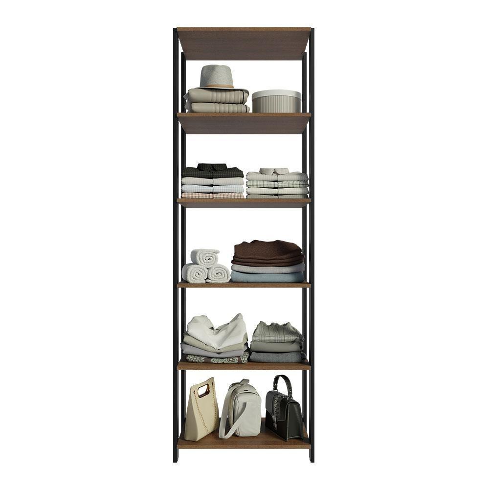 Closet Aberto Guarda-roupa 59cm Rustic/preto Madesa Rustic/preto - 4