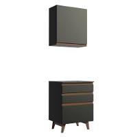 Kit Reims com Armário Aéreo e Balcão Preto Madesa - 1