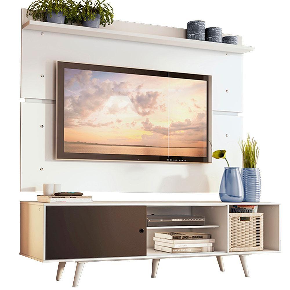 Rack Dubai e Painel Tv até 65" com Pés Branco/preto Madesa - 1
