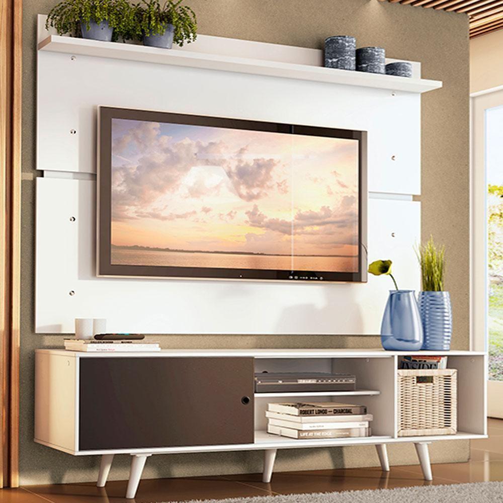 Rack Dubai e Painel Tv até 65" com Pés Branco/preto Madesa - 2