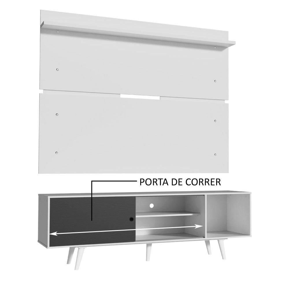 Rack Dubai e Painel Tv até 65" com Pés Branco/preto Madesa - 5