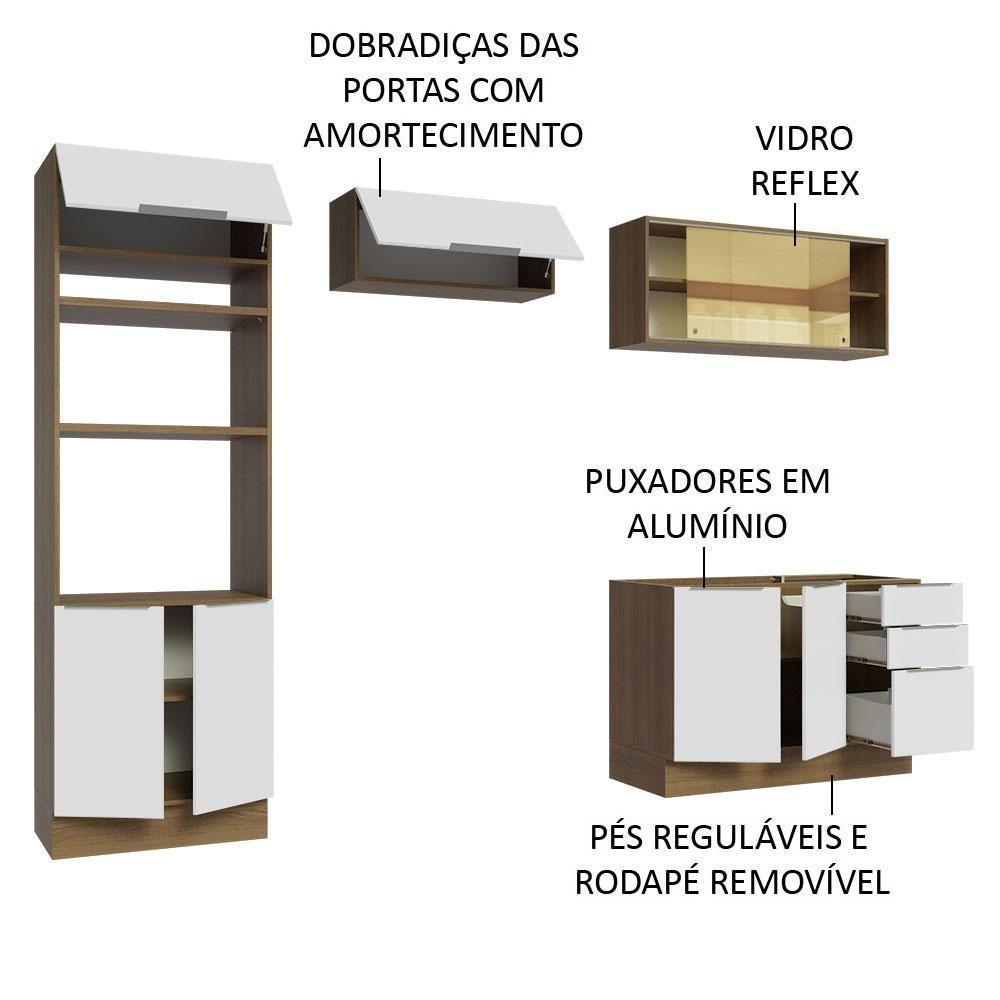 Armário De Cozinha Completa 270cm Rustic/branco Stella Madesa 06 Rustic/branco - 8