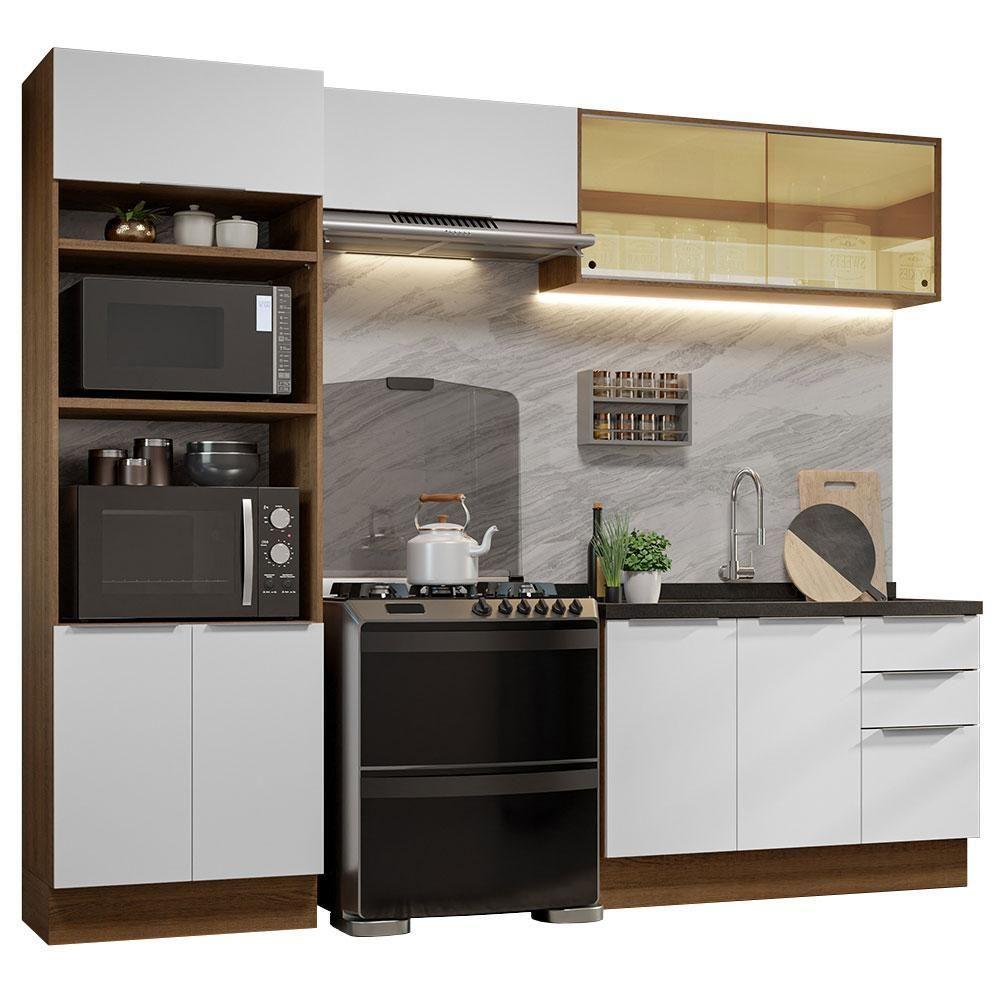 Armário De Cozinha Completa 270cm Rustic/branco Stella Madesa 06 Rustic/branco - 10