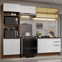 Armário De Cozinha Completa 270cm Rustic/branco Stella Madesa 06 Rustic/branco - 1