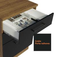 Balcão Madesa Agata 60cm 3 Gavetas Rustico Preto - 7