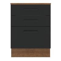 Balcão Madesa Agata 60cm 3 Gavetas Rustico Preto - 2