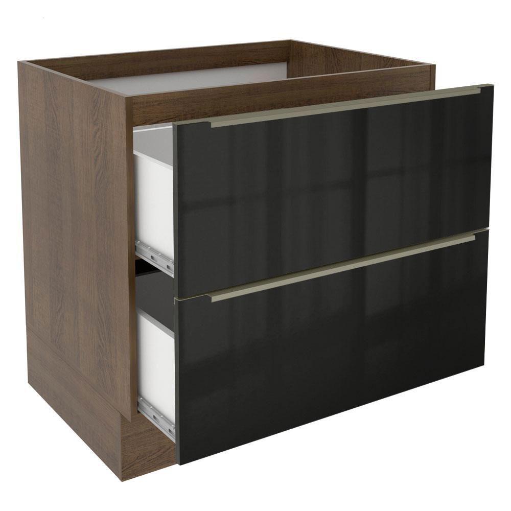Balcão Madesa Lux 80 cm 2 Gavetas Rustic e Preto - 2