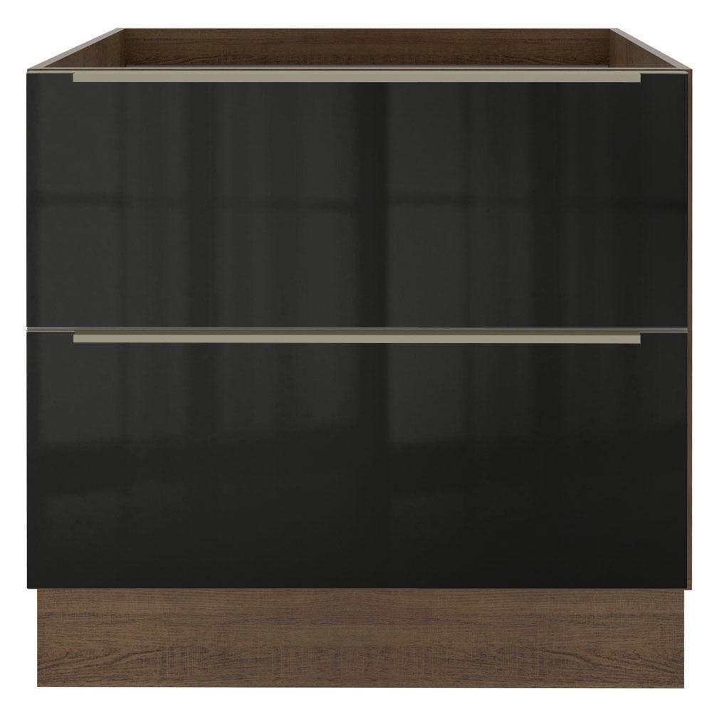 Balcão Madesa Lux 80 cm 2 Gavetas Rustic e Preto - 10