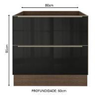 Balcão Madesa Lux 80 cm 2 Gavetas Rustic e Preto - 3