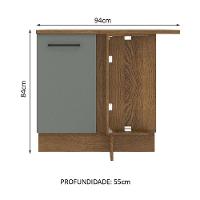 Balcão de Canto Madesa Agata 1 Porta Rustic Cinza