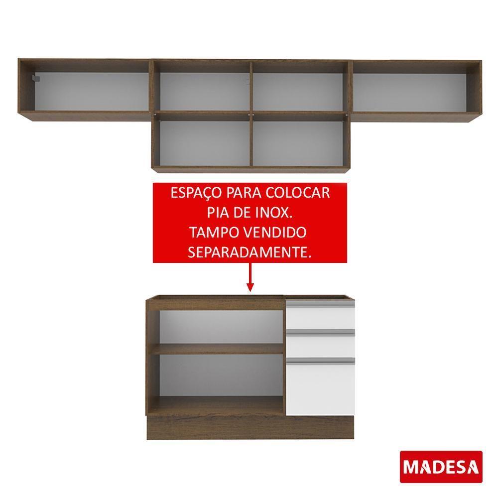 Cozinha Marina Branco Rustic com Armário e Balcão Madesa - 5