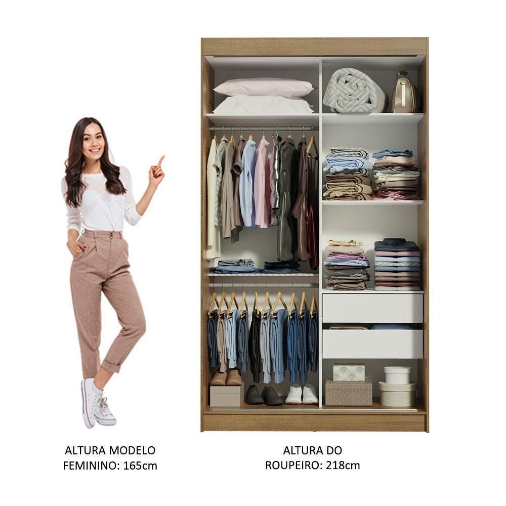 Guarda-roupa 2 Portas de Correr com Espelho 2 Gavetas Madesa - 6