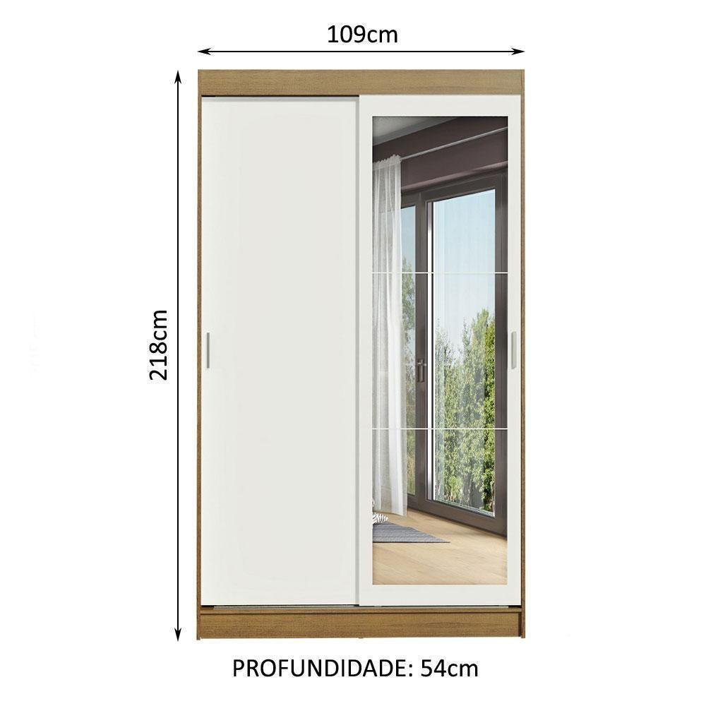 Guarda-roupa 2 Portas de Correr com Espelho 2 Gavetas Madesa - 7