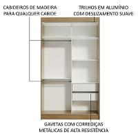 Guarda-roupa 2 Portas de Correr com Espelho 2 Gavetas Madesa