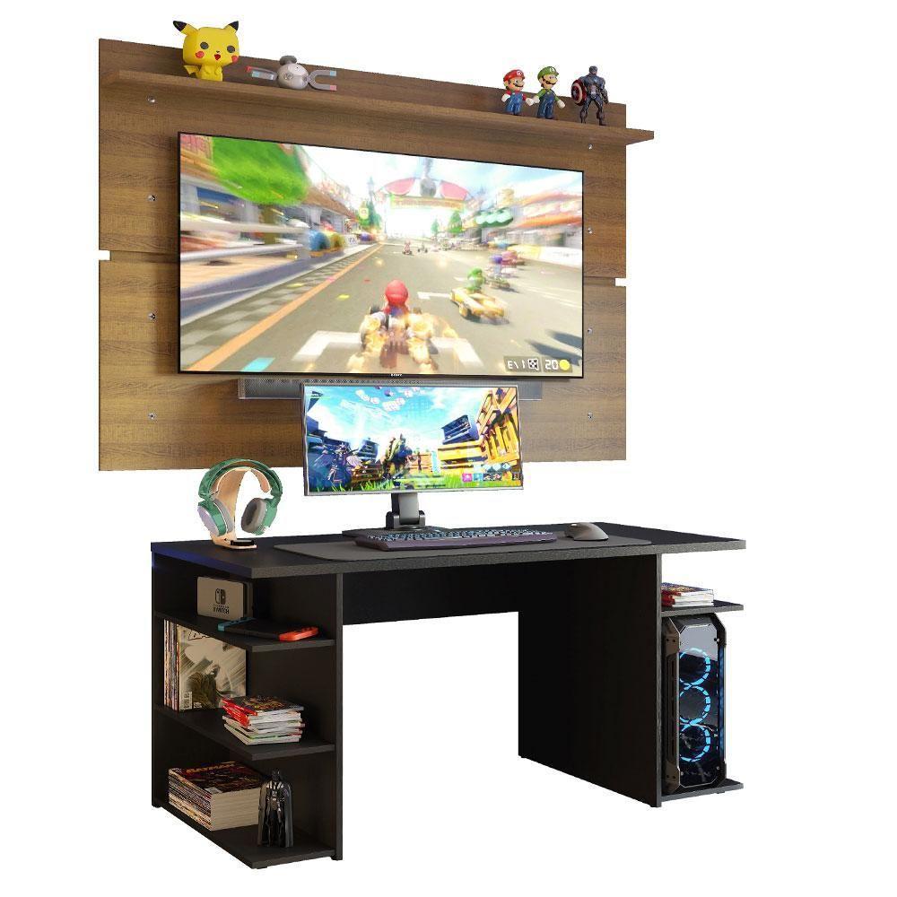 Mesa Para Computador Gamer e Painel Tv - Preto/rustic - 4