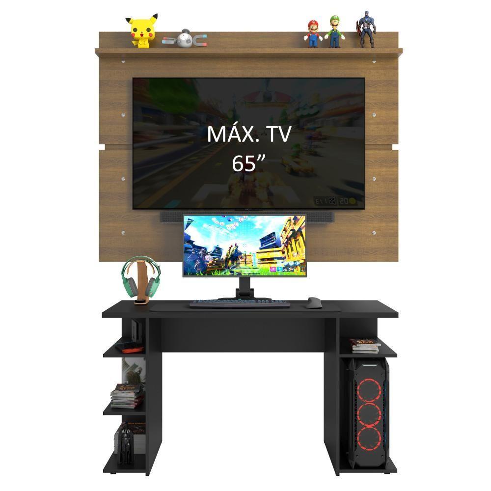 Mesa Para Computador Gamer e Painel Tv - Preto/rustic - 6