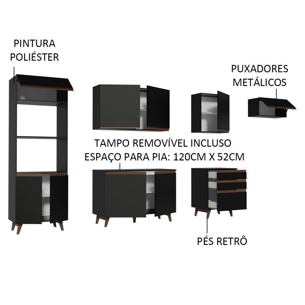 Cozinha Completa Reims com Armário e Balcão Preto Madesa - 5