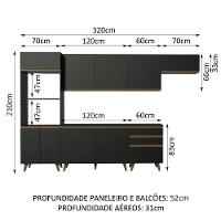 Cozinha Completa Reims com Armário e Balcão Preto Madesa