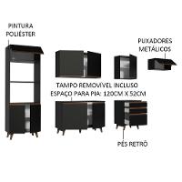 Cozinha Completa Reims com Armário e Balcão Preto Madesa - 5