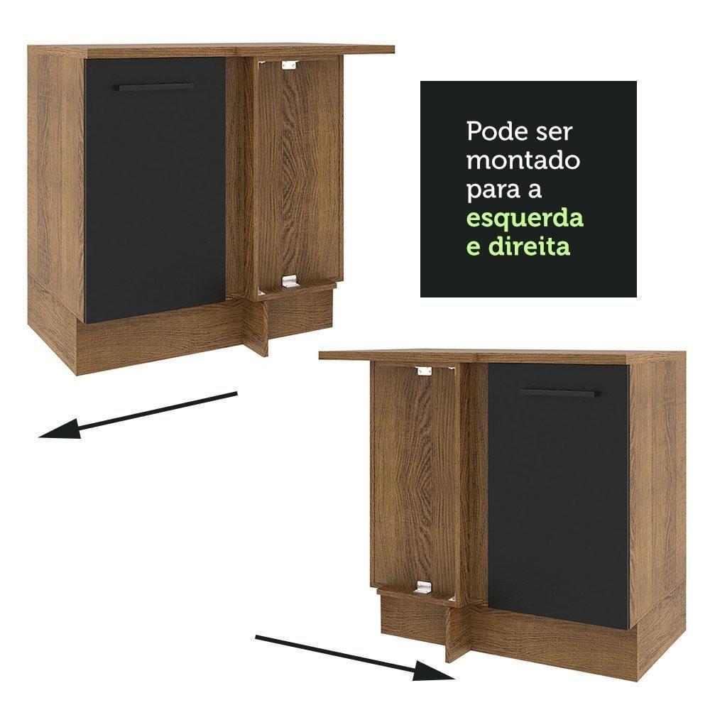 Balcão de Canto Madesa Agata 1 Porta Rustico Preto - 7