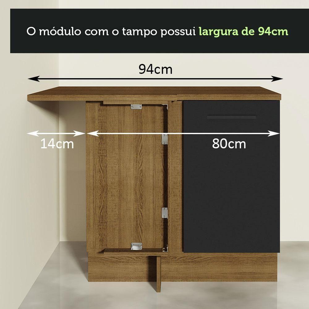 Balcão de Canto Madesa Agata 1 Porta Rustico Preto - 10