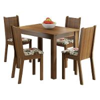 Conjunto Sala Jantar Mesa Tampo Madeira 4 Cadeiras Madesa - 2