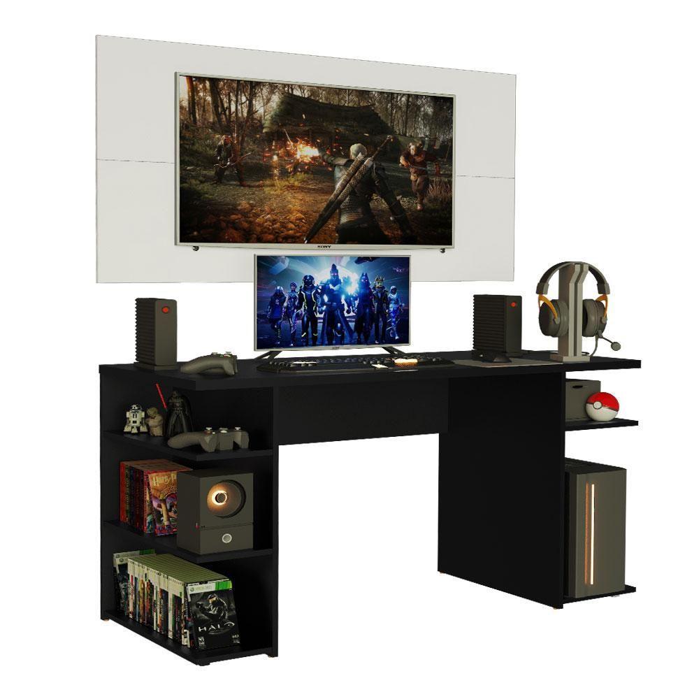 Mesa Para Computador Gamer e Painel Para Tv Até 50 - Preto - 2