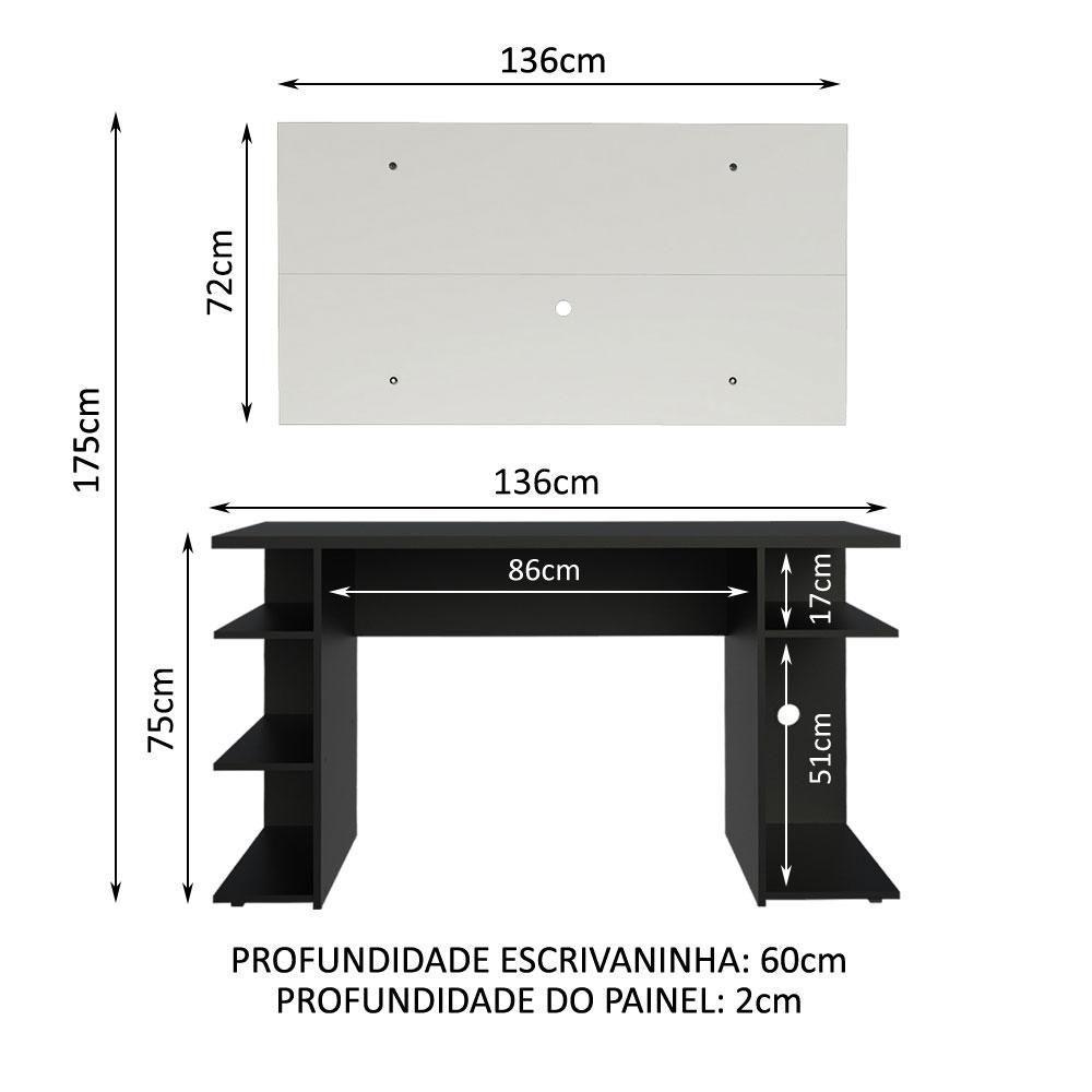 Mesa Para Computador Gamer e Painel Para Tv Até 50 - Preto - 4