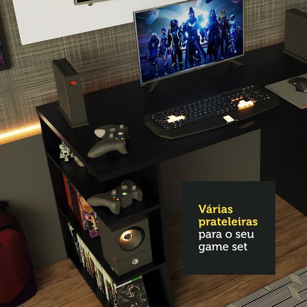 Mesa Para Computador Gamer e Painel Para Tv Até 50 - Preto - 5